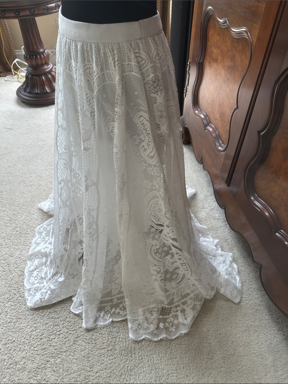 Miss Sparkling White Lace Maxi Skirt - Picture 5 of 13